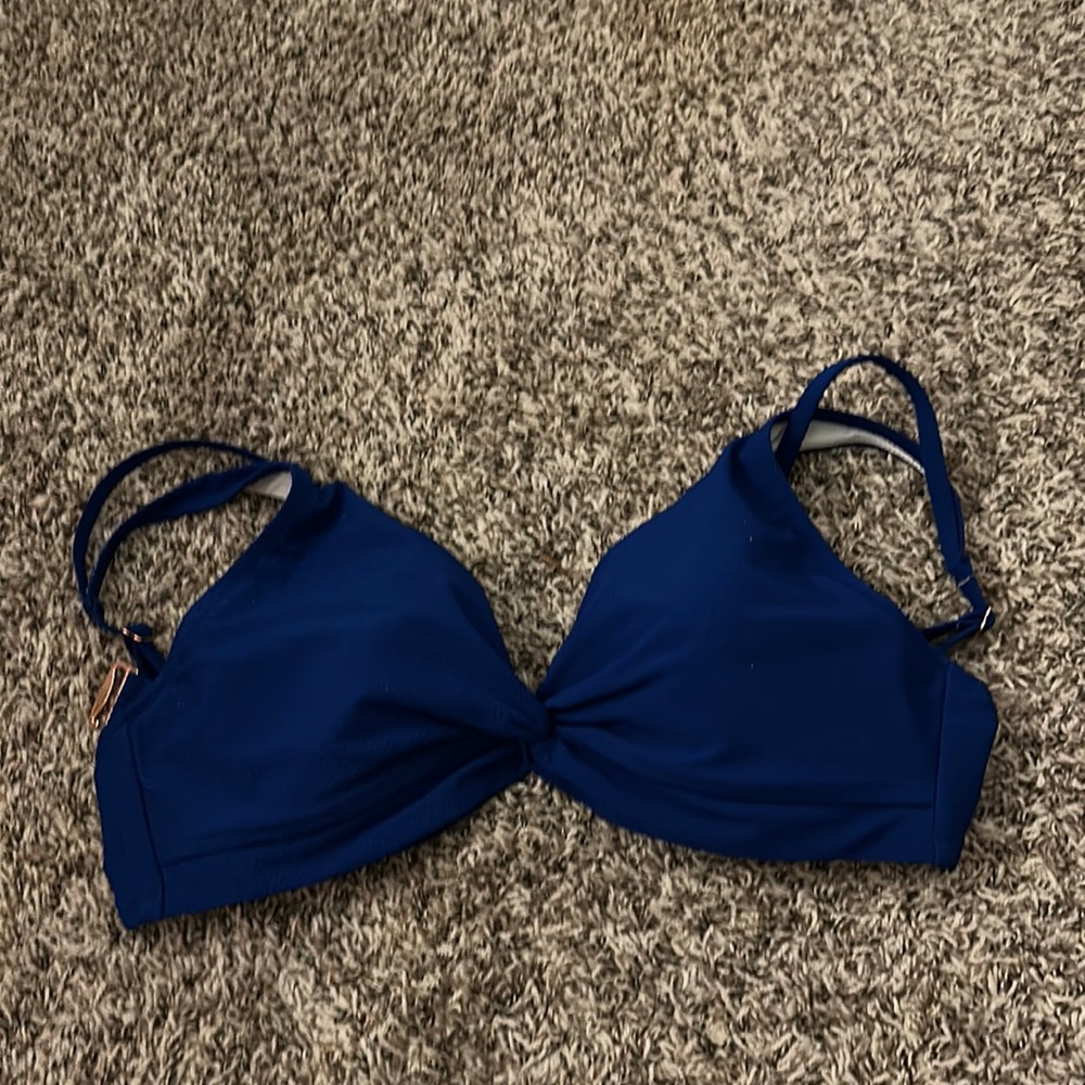Blue tie bikini top